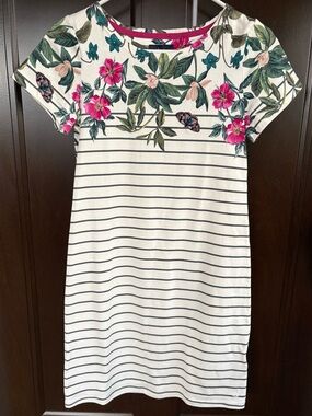 NWOT Joules Riviera Dress Cream Botanical Stripe Size 2